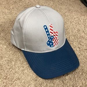 American Flag Embroidered Peace Sign Snapback